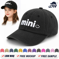 Gorra de Béisbol de Algodón Lavado para Niños con Logotipo Personalizado Bordado en 3D, 6 Paneles, Estilo Vintage, Gorra Deportiva para Niños y Niñas HY004
