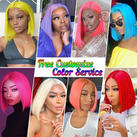 Perruque Bob Ombrée 4/27 avec Mèches, Cheveux Brésiliens Courts, Perruques Bob en Cheveux Humains, Lace Front 27 #   Perruques frontales en dentelle HD blondes pour femmes noires