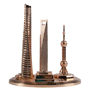 โรงงานคำที่กำหนดเองที่มีชื่อเสียงมาเลเซีย Twin Towers Burj Khalifa Tower Canton Tower โลหะ3d Miniature Building รุ่น