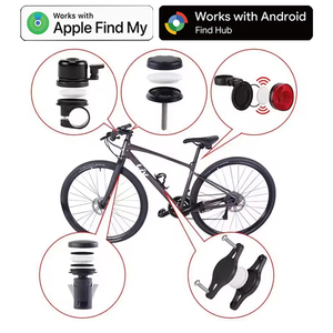 Timbre de Bicicleta con Luz Trasera y Soporte, Localizador Antirrobo GPS para AirTag con Rastreo Mundial - Product Image 1