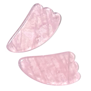 Tabla de Gua Sha de Cuarzo Rosa con Bordes Suaves, Herramienta de Masaje Corporal Completo - Product Image 1