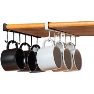 Estante de almacenamiento para cocina sin necesidad de taladrar, soporte para tazas debajo del gabinete, gancho de hierro para colgar tazas al revés, organizador para gabinete de cocina - Product Image 4