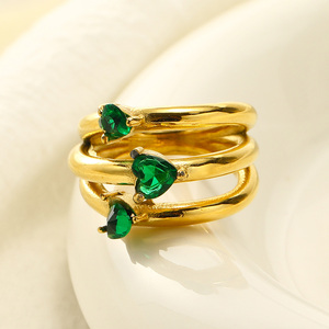 New <strong>Light</strong> Luxury Fashion Geometric Multi Layered Heart Shaped Zircon Titanium Steel Women's Jewelry Personalized Ins Ring - Product Image 4