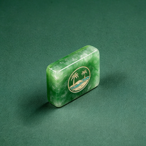 Juego de Mahjong Personalizado en Blanco Perla con Revestimiento Dorado, Fichas Americanas de Resina, Diseño Tropical de Palmeras, para Clubes de Juego, Hoteles y Resorts - Product Image 4