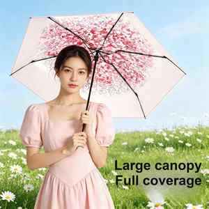 Parapluie personnalisé avec logo, vente en gros d'usine, UPF50, 6 baleines, revêtement couleur, 90cm, 51cm, 15cm, 6cm, 250g, pour femme, voyage, promotion de marque - Product Image 3