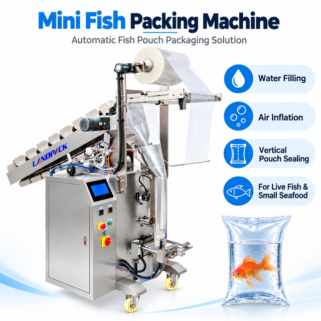 VFFS Vertical Form Fill Seal Live Seafood Crab Aquatic Product Shrimp Freshwater Fish Water Bag Pouch Packaging Packing Machine