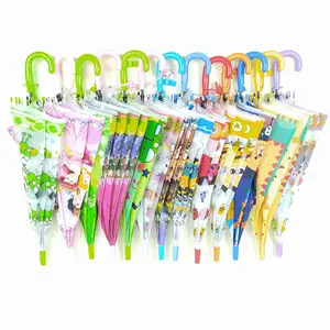 Creative transparent kids umbrella, cartoon student portable automatic umbrella from supplier wholesale