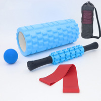 Kit d'entraînement Pilates multifonctionnel 33 cm : Rouleau en mousse en forme de croissant de lune, bâton de massage, balle de fascia et bande de résistance creuse
