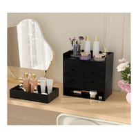 Organisateur de bureau en bambou, mini tiroir de bureau en bambou, rangement cosmétique de table