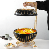 Élégant Réchaud de Luxe Rond en Acier Inoxydable Doré 8L avec Conception Anti-Blocage et Chauffage à l'Alcool par Fil Vertical pour la Restauration