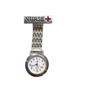工厂价格不锈钢翻领别针胸针石英Fob手表护士手表出售