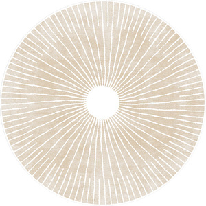Alfombra Redonda con Patrón Geométrico Cremoso, de Fibra de Poliéster Gruesa, para Sala de Estar, Dormitorio o Estudio - Product Image 5
