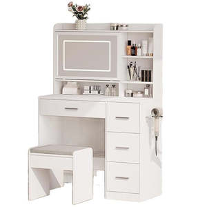 Hot Selling Factory Direct Lighted Mirror <b>Makeup</b> Vanity Set Panel Design Wholesale Minimalist Custom <b>Dressing</b> <b>Table</b> Furniture - Product Image 5