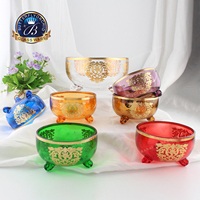 Nouvel ensemble de bols de service islamiques arabes de luxe 2026 – 1 grand, 6 petits et 6 bols de service décorés de couleurs variées pour le Ramadan et la table familiale (vente en gros)