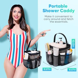 Bolsa de malla multiusos para ducha de verano, gran capacidad, bolsa de playa de malla portátil para natación - Product Image 4