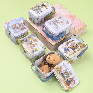 2023 New Easter Decoration Lovely Small Hand Case Rabbit Easter Element Tinplate Cartoon Tin Candy Chocolate Box Children's Gift