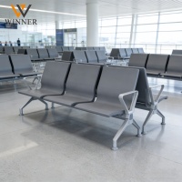 Banc d'attente triple moderne en PU pour aéroport, 3 places, avec structure métallique, idéal pour hôpital, gare, centre commercial et extérieur