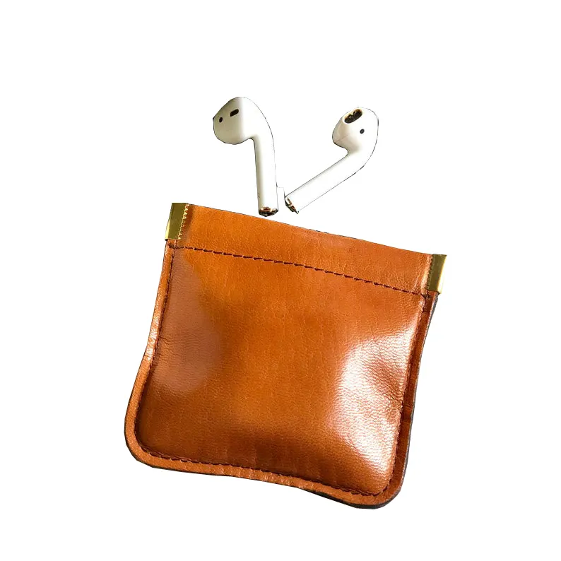 Squeeze Bohemian Leather Pouch Earbuds Case Coin Purse