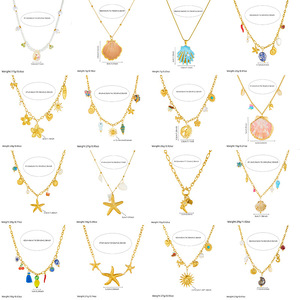 European American Fashion Vacation Marine Life Pendant Seashell Starfish Sun Stainless Steel Necklace Women's Party Jewelry - Product Image 5