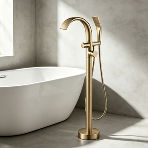 Colonne de douche autoportante d'extérieur en laiton noir mat avec douchette pluie pour piscine, jardin, plage - Product Image 4