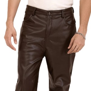 Nuevos Pantalones de Cuero para Hombre, Rectos, Lisos, en Colores Personalizados, Formales, para Exteriores, Impermeables, Ecológicos y Ligeros, en Oferta - Product Image 4