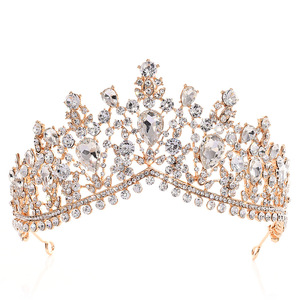 Meistverkaufte Legierung Braut-Haarkrone mit Strass in Silber & Gold für Damen Hochzeits-<span class=keywords><strong>Tiara</strong></span> Stirnband - Product Image 5