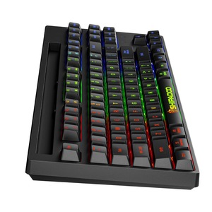 K87 Wired Keyboard 87 Keys Mechanical Feel Rainbow Backlit Cool Glow Suspended Keycaps Gaming with Phone <b>Holder</b> - Product Image 5