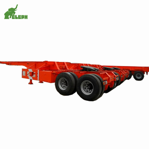 Trung Quốc 2 + 3 trục 20ft + 40ft siêu liên kết liên kết phẳng xe tải Trailer Đôi Kéo Container phẳng Trailer bán - Product Image 3