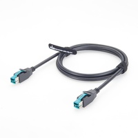 Câble de données USB mâle-mâle 12V avec connecteur surmoulé, câble USB PlusPower pour système POS, imprimante, lecteur de codes-barres, terminal
