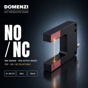 Sensor Fotoeléctrico Infrarrojo Tipo Ranura DOMENZI GL30-P-V3, Ancho <span class=keywords><strong>de</strong></span> Ranura <span class=keywords><strong>de</strong></span> 30 mm, Salida PNP NO NC, 10 a 30 VCC, Uso en Automatización - Product Image 1