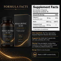 Acide Hyaluronique Certifié GMP 250mg avec Complexe de Biotine pour la Croissance des Cheveux et la Santé de la Peau – Supplément OEM ODM en Gros