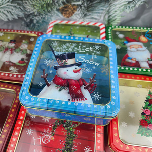 Noël joyeux boîte à bonbons nouvel an emballage cadeau étain père noël bonhomme de neige fenêtre transparente conteneur fête <span class=keywords><strong>biscuits</strong></span> - Product Image 4