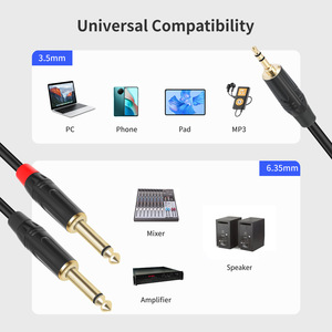 <span class=keywords><strong>Cable</strong></span> Adaptador Divisor de Audio en Y, de 3.5mm Estéreo <span class=keywords><strong>Macho</strong></span> a <span class=keywords><strong>Doble</strong></span> Conector de 6.35mm <span class=keywords><strong>Macho</strong></span> - Product Image 5