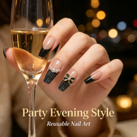 Ongles press-on français faits à la main en ABS avec colle, motif tridimensionnel incrusté, pour les doigts, idéaux pour les fêtes et banquets