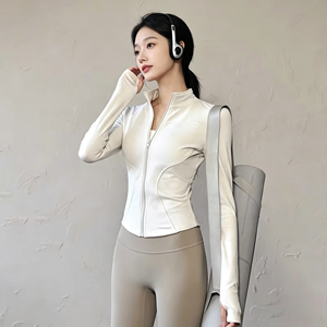 Giacca Sportiva BQ Slim-Fit per Corsa e Fitness, Traspirante ed Elastica, Top per Adulti ad Asciugatura Rapida, Abbigliamento Yoga per Autunno e Inverno - Product Image 1