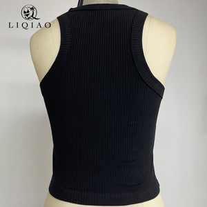 Tops de Yoga Cortos Acanalados de Alta Calidad al por Mayor para Mujer, Cuello Alto, Sin Mangas, Ajuste Delgado, Básicos - Product Image 5