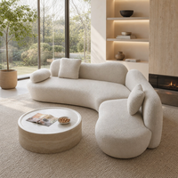 Canapé Boucle Courbé Moderne Minimaliste en Tissu Crème, Canapé Sectionnel pour Salon