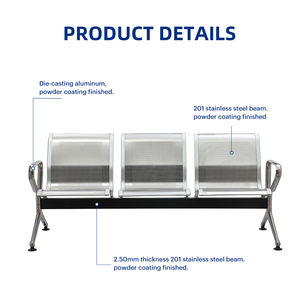 Silla Moderna de Acero Inoxidable de Alta Calidad para Uso en Exteriores en Estaciones de Tren, Aeropuertos, Hospitales y Baños - Product Image 4