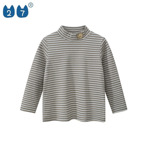 Vêtements d'hiver et de printemps pour enfants, t-shirt rayé à manches longues pour enfants, t-shirt à col roulé pour bébés garçons et filles, t-shirt doux - Product Image 2