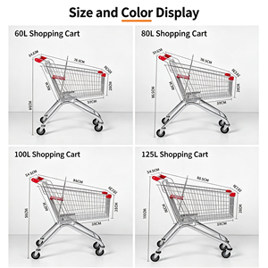 340L Grocery <b>Cart</b> Large Capacity Supermarket Trolley Heavy Duty Wire Mesh Silent Caster Rolling <b>Wheels</b> Retail Use Set Kit - Product Image 3