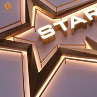 Letras 3D LED Retroiluminadas con Acabado Dorado Cepillado Personalizadas para Logotipo de Pared, Letrero para Empresa Inmobiliaria, Letrero para Vestíbulo Corporativo