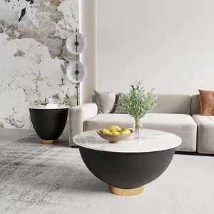 Toptan Modern tasarımcı mobilya İskandinav tarzı otel altın yuvarlak cam kahve sehpası yuvarlak çan yan sehpa