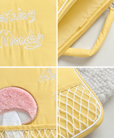 Sac à main pour ordinateur portable jaune pastel esthétique, étui de transport brodé Kawaii avec pochette organisatrice en maille et pochette pour trolley