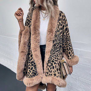 <span class=keywords><strong>Cardigan</strong></span> Invernale da Donna <span class=keywords><strong>con</strong></span> <span class=keywords><strong>Collo</strong></span> in Pelliccia e Motivo Leopardato, Maglione Caldo Lavorato <span class=keywords><strong>a</strong></span> Maglia - Product Image 3