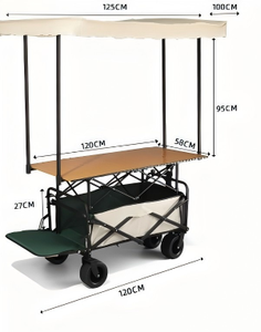 Carrito Plegable de Acero de Gran Capacidad con Toldo Desmontable, Vagoneta Utilitaria para Exteriores, Portátil para Campamentos y Mercados Nocturnos - Product Image 6