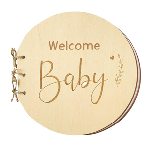 Letrero y Libro de Visitas Ecológico de Madera para Baby Shower con Grabado y Páginas en Blanco para Placa de Recuerdos del Bebé - Product Image 1