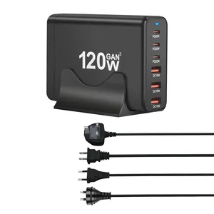 Gan Wall Charger 120W Estación de carga para teléfonos móviles Cargadores rápidos Multiport Custom Logo Novedades 2024 tendencia para iPhone 15