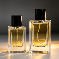 Flacon de parfum carré vide personnalisé 50ml 100ml Bouteilles de parfum en verre transparent avec bouchon en bois