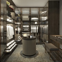 Armoire sur mesure moderne en verre trempé, meubles de chambre à coucher de luxe, profil en aluminium, dressing avec éclairage LED