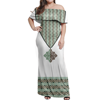 Robe longue élégante grande taille pour femmes, style éthiopien, en soie de lait, décontractée, d'été, à épaules dénudées, pour club, vente en gros